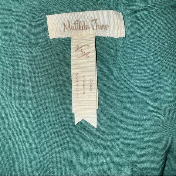 Matilda Jane Down In The Valley Maxi Dress Green Lace Trim Sleeveless Women Sz L - Picture 9 of 12